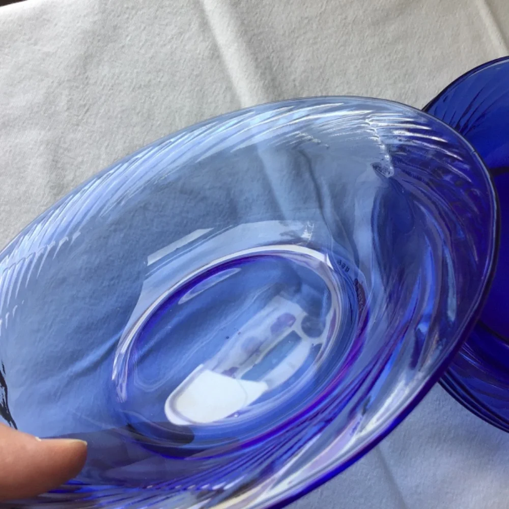 Pyrex Vintage Festiva Blue Bowls Soup Salad Cereal Set of 4 Glass Corning - Picture 8 of 15